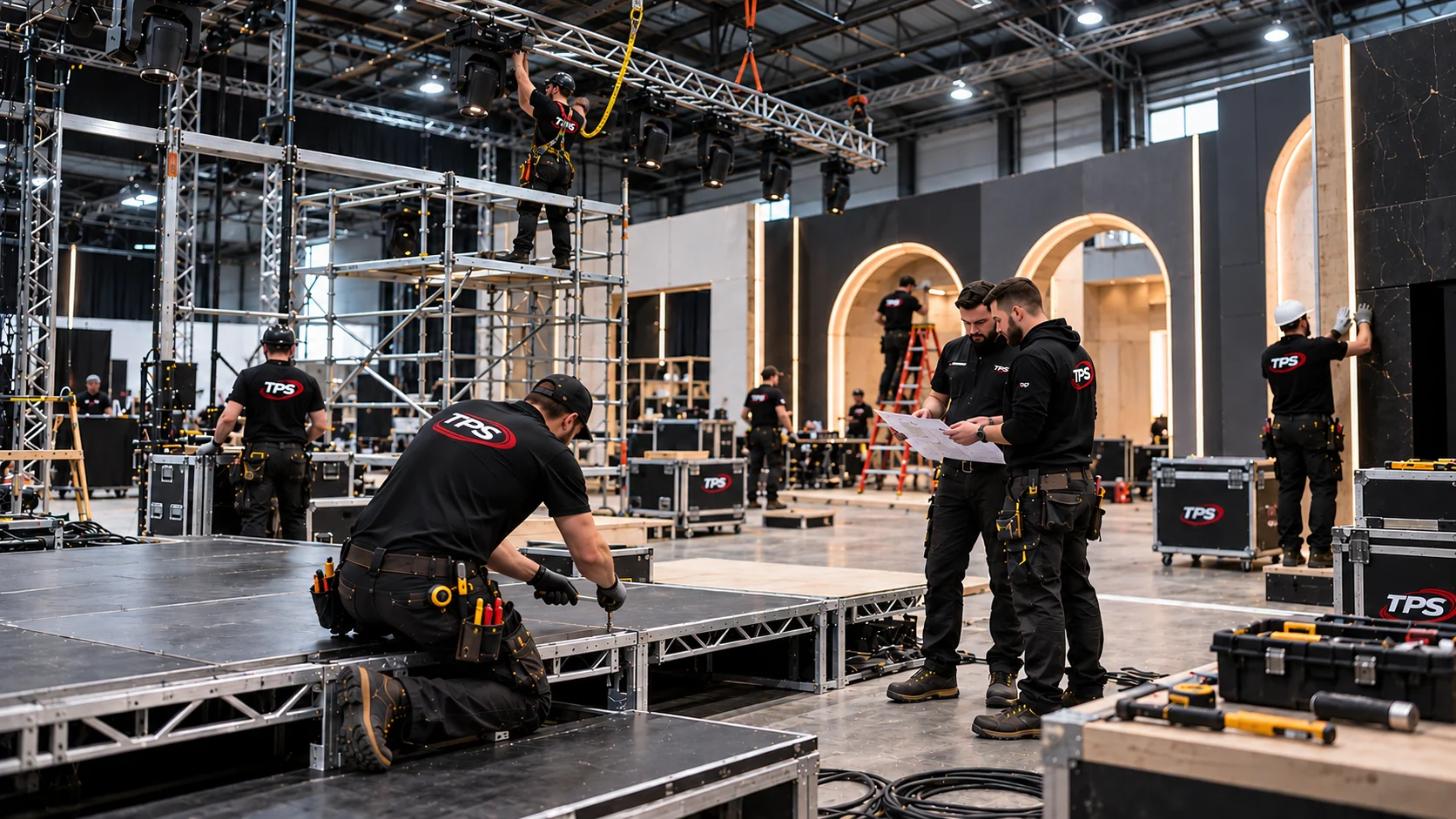 London production build site at night